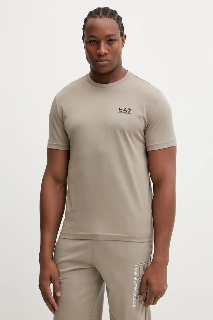 EA7 Emporio Armani maglietta basic da uomo in cotone Beige