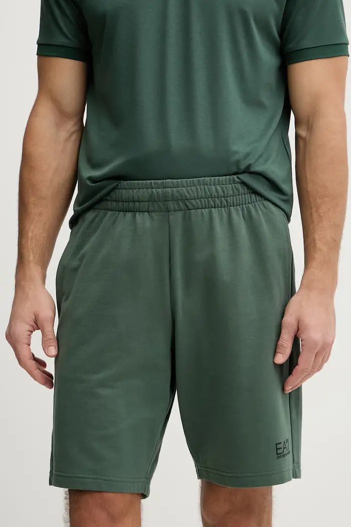 EA7 Emporio Armani pantaloncini da tuta da uomo in cotone Verde