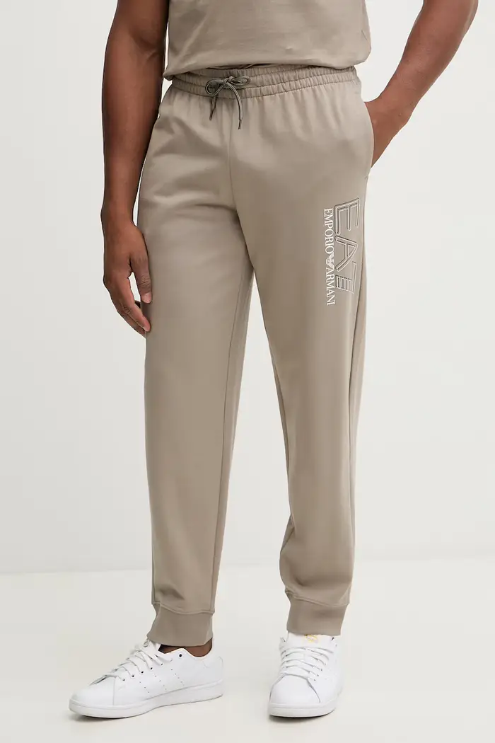 EA7 Emporio Armani pantaloni tuta di cotone Beige