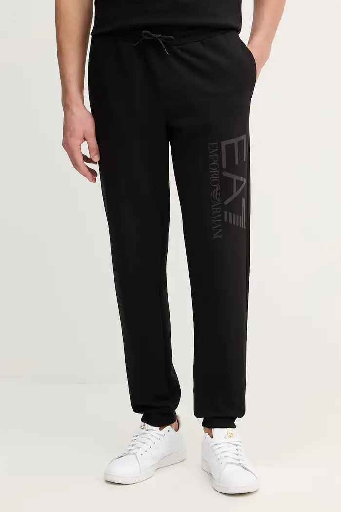 EA7 Emporio Armani pantaloni tuta di cotone Nero
