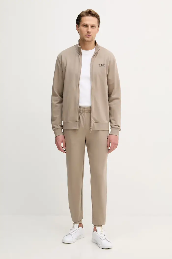 EA7 Emporio Armani set di tuta da uomo in cotone Beige