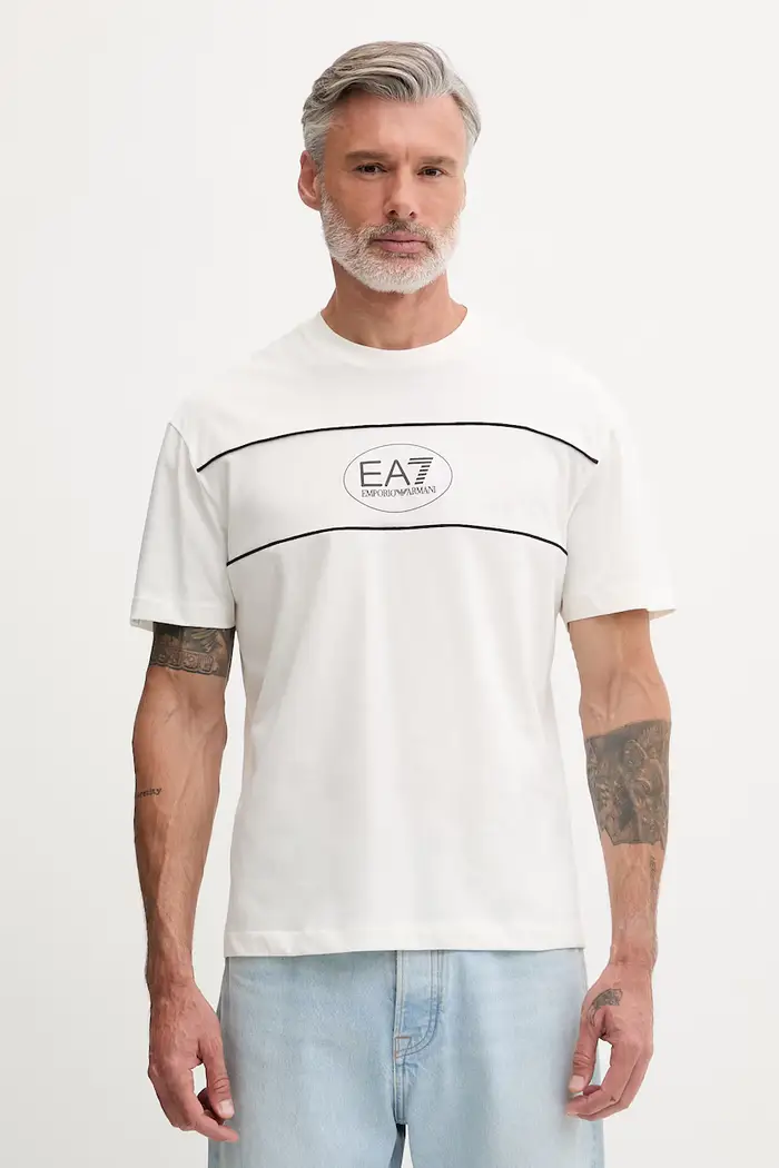 EA7 Emporio Armani T-shirt da uomo in cotone Beige