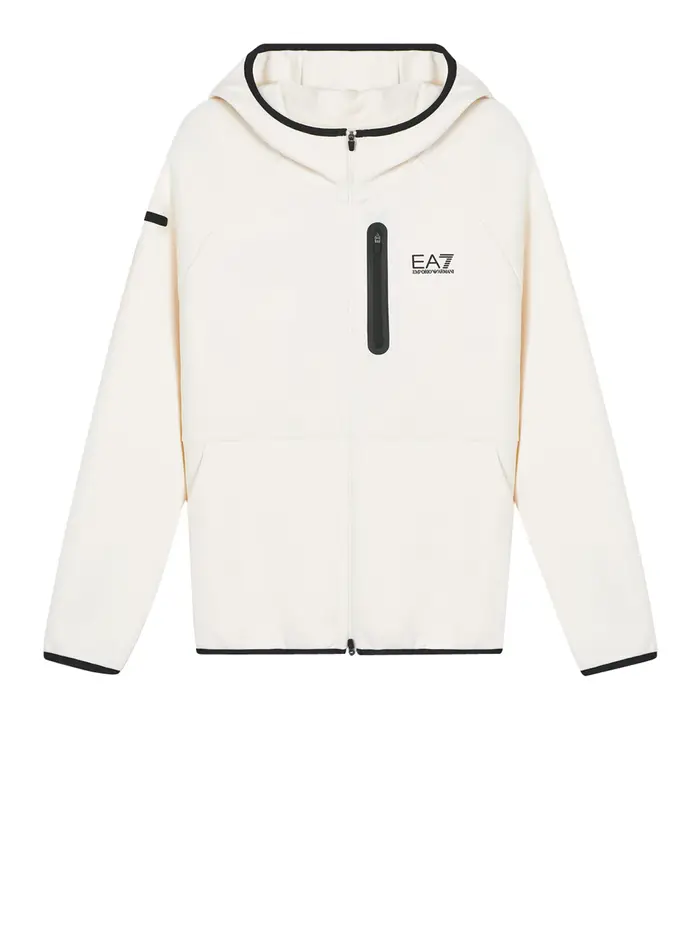 felpa zip ea7 da uomo - bianco