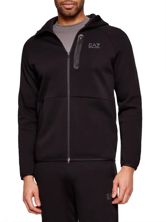 felpa zip ea7 da uomo - nero