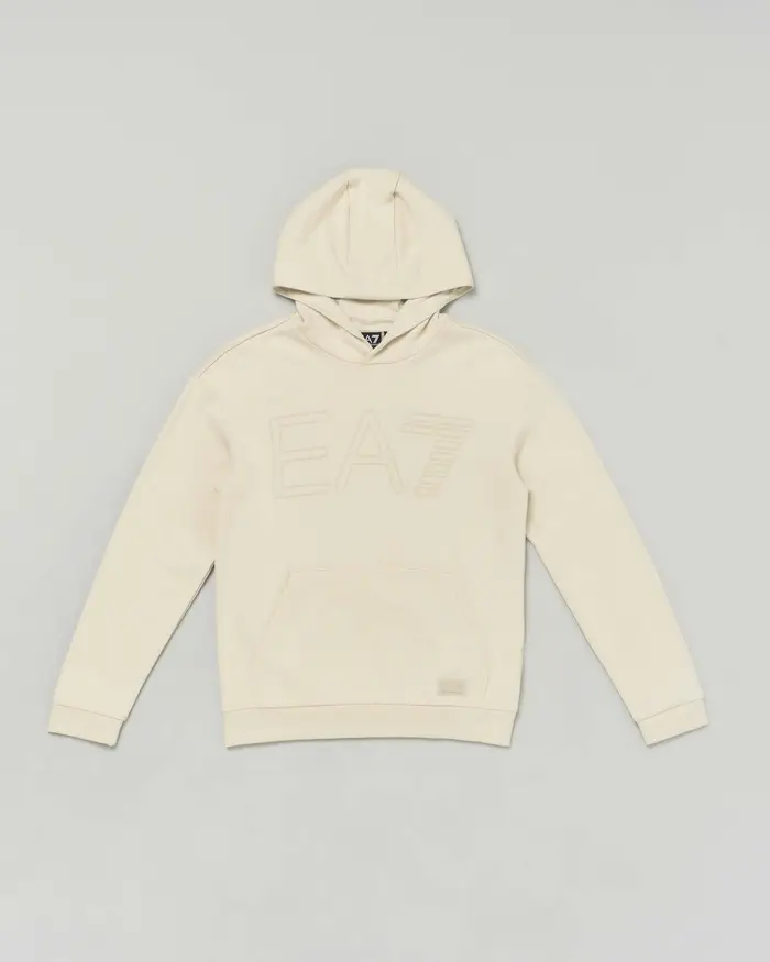 Felpa color gesso con cappuccio e maxi logo monogramma