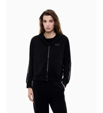 EA7 per donna 7W000960_AF12501 Felpa con cappuccio Logo Series nero, Casual, Sportivo, Manica lunga, Polister riciclato