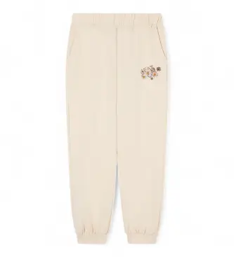 EA7 per ragazza 7G000226_AF21638 Pantaloni beige da ragazza della serie grafica (10Años= 142cm), Casual, Sportivo, Cotone, Sportswear, Mult