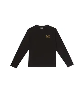 EA7 per ragazzo 7B000021_AF10378 Maglietta con design nero (10Años= 142cm), Casual, Cotone, Manica lunga, moda per bambini