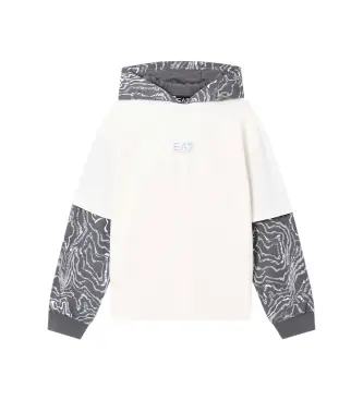 EA7 per ragazzo 7B000304_AF13512 Felpa ad alta visibilità, bianca (10Años= 142cm), Bianco, Casual, Cotone, moda per bambini