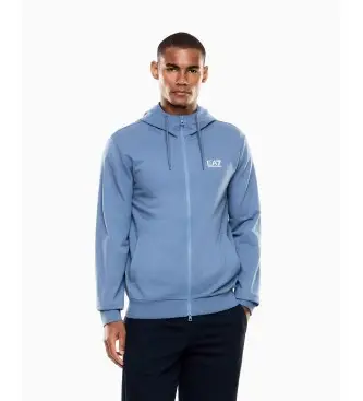 EA7 per uomo 8NPM33_PJVRZ Felpa con cappuccio Core Identity blu, Casual, Cotone