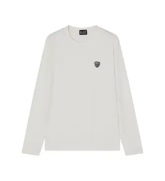EA7 per uomo 8NPT17_PJRGZ Maglietta a maniche lunghe Premium Shield bianco, Casual, Viscosa, Manica lunga