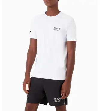 EA7 per uomo 8NPT22_PJEMZ T-shirt da tennis Ventus7 bianca, Bianco, Sportivo, Tennis / Paddle tennis, Multisport, Poliamide, Manica cor