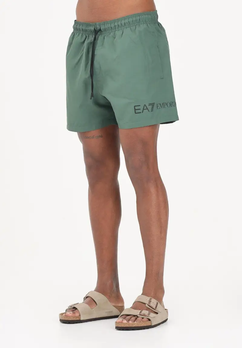 EA7 Shorts mare verde da uomo con logo
