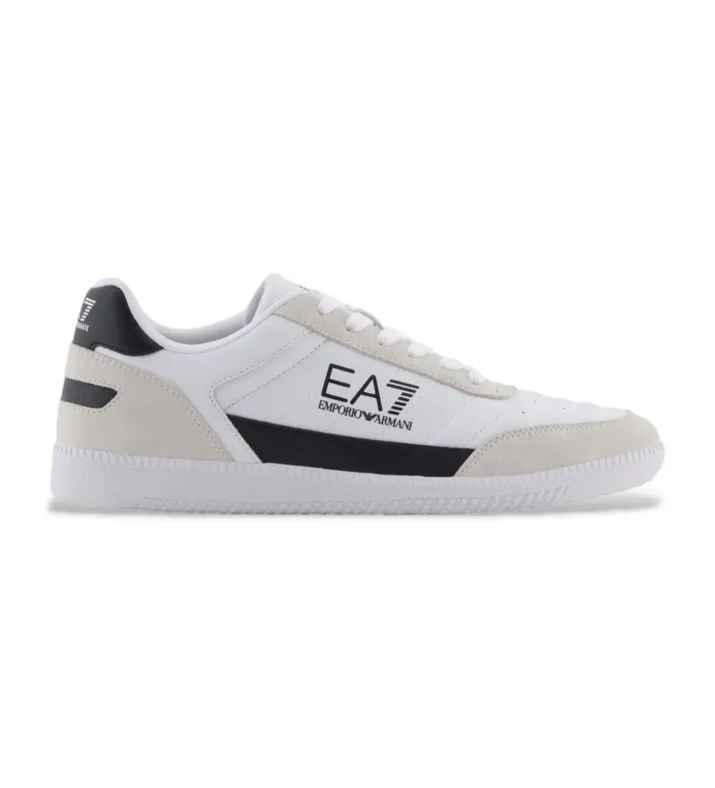 EA7 unisex. 7X000406_AF19827 Sneakers in pelle bianca Heritage (35 3), Bianco, Basso, Stringhe, Casual
