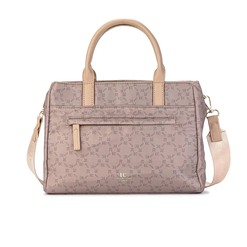 EC CONTEMPORARY COVERI Borsa beige da donna con tasca frontale e tracolla in tessuto removibile