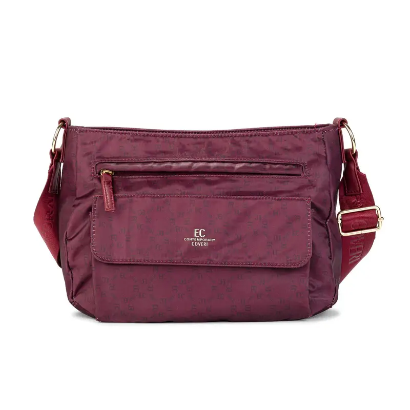 EC CONTEMPORARY COVERI Borsa rossa da donna con tracolla in tessuto e stampa logo