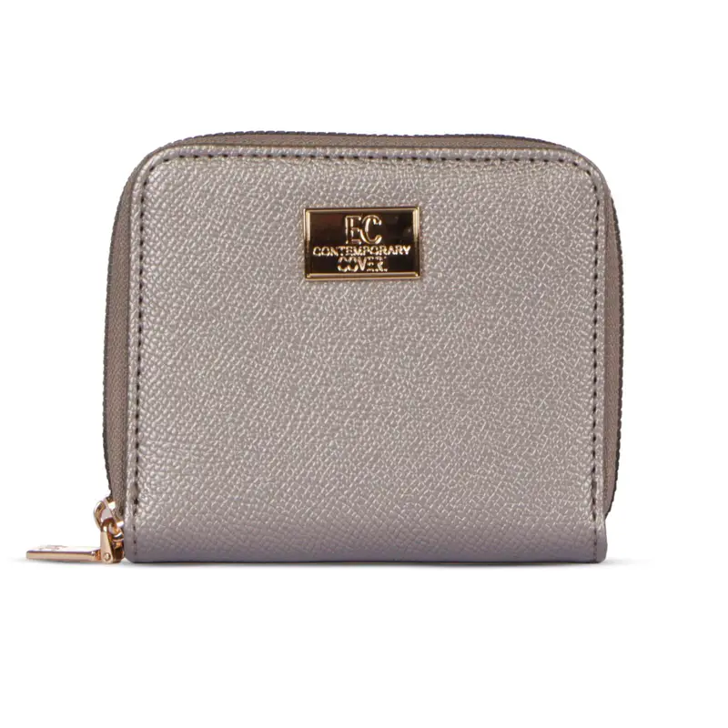 EC CONTEMPORARY COVERI Portafoglio argento da donna con zip e logo