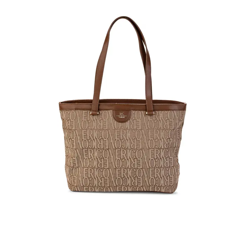 EC CONTEMPORARY COVERI Shopper marrone da donna con scritta logo