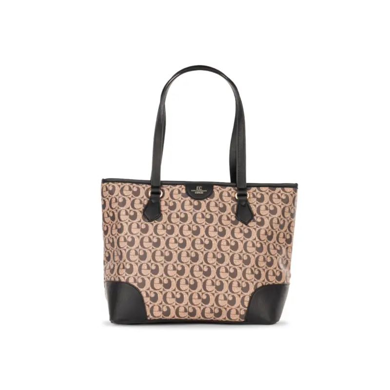 EC CONTEMPORARY COVERI Shopper marrone e nera da donna con stampa logo
