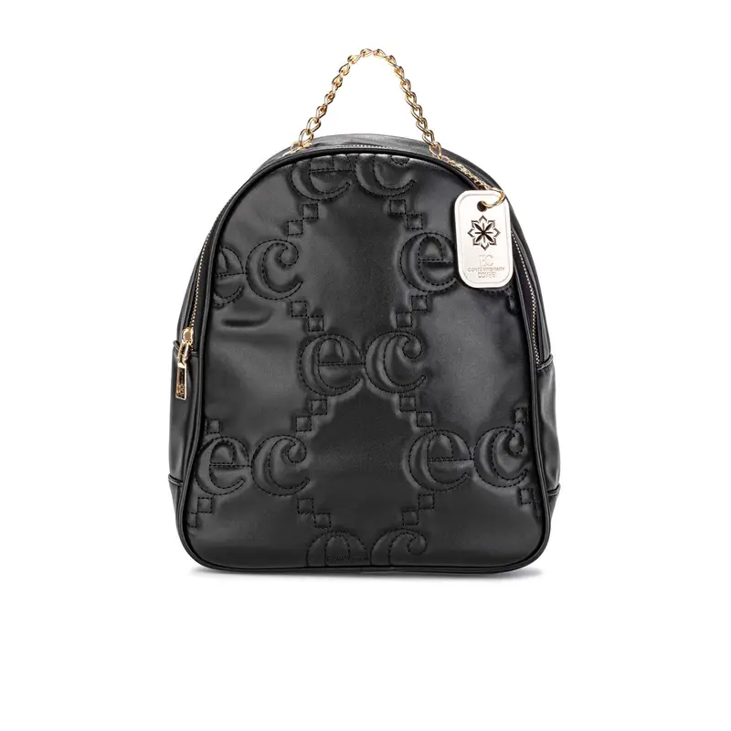 EC CONTEMPORARY COVERI Zaino nero da donna con stampa multi logo e zip