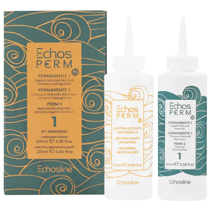 Echosline Echos Perm P1 - Kit per permanente per capelli naturali 100ml+120ml