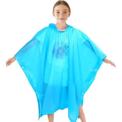 EIYVPRA Impermeabile per Bambini, Poncho Impermeabile da Pioggia per Bambini, Giacca da Pioggia con Cappuccio, Eva