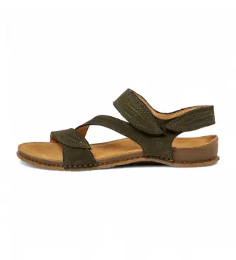 El Naturalista per donna 258101222005_0G3 N5810 Panglao Sandali in pelle verde, Basso, Velcro, Casual Cachi