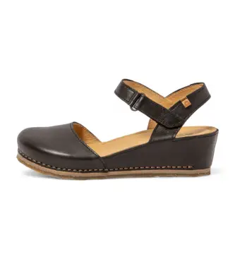 El Naturalista per donna 258501201005_001 Sandali in pelle nera Picual N5850, Nero, 3 a 5cm, Velcro, Casual Oro