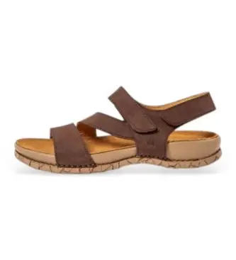 El Naturalista unisex 258601112005_012 Sandali in pelle marrone Tabernas N5860, Basso, Velcro, Casual