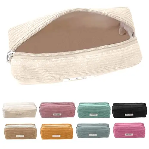 Electri-HQ Pencil Case, Astuccio Scuola，Astuccio in Tessuto a Coste Portatile, Velluto a Coste, con Grande Capacità