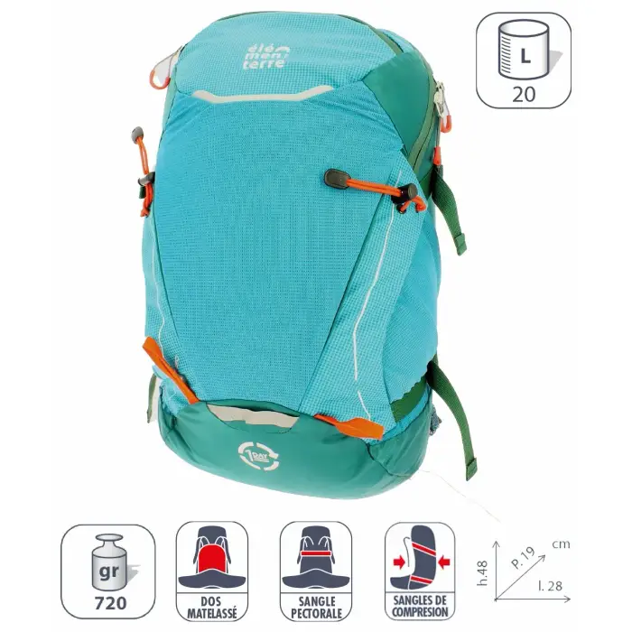 Zaino Elementerre talca 20 l Turquoise