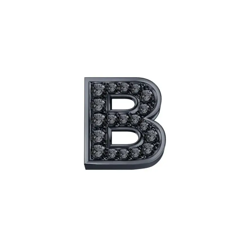 ELEMENTS DONNAORO Lettera B Classica In Oro Brunito E Diamanti Neri