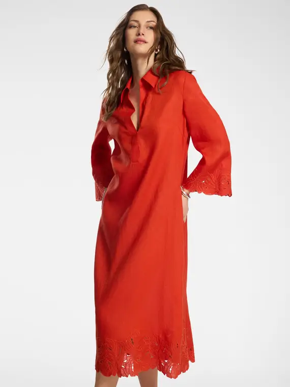 Elena Mirò Abito in lino con pizzo Donna