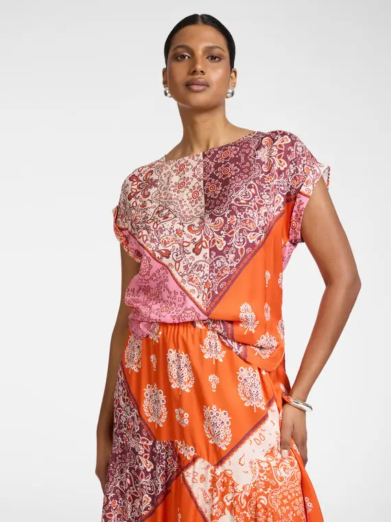 Elena Mirò Blusa in viscosa stampata Donna, Arancione