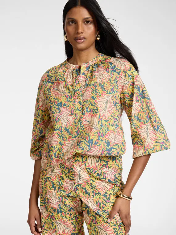 Elena Mirò Blusa stampata mussola in cotone Donna, (58 IT)