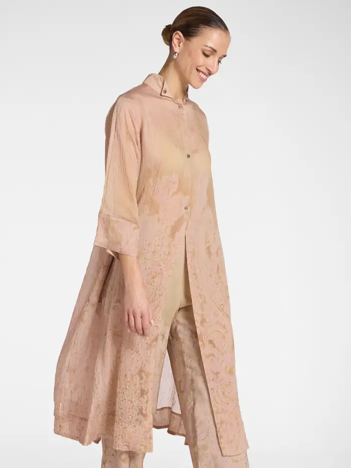 ELENA MIRO camicia da donna in organza stampata BEIGE