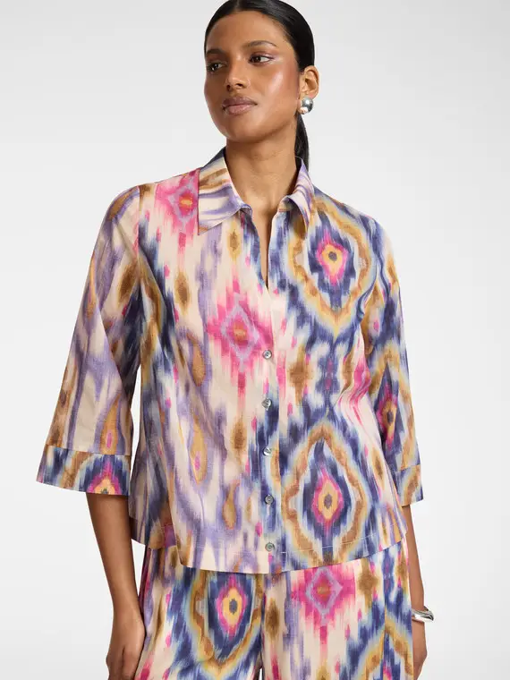 Elena Mirò Camicia in mussola di cotone stampata Donna, Viola