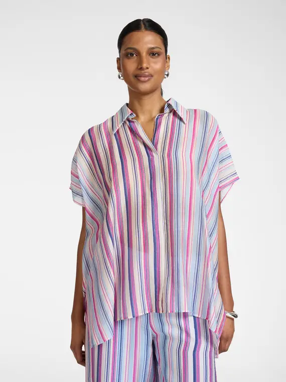 Elena Mirò Camicia oversize misto lyocell a righe Donna, Blu