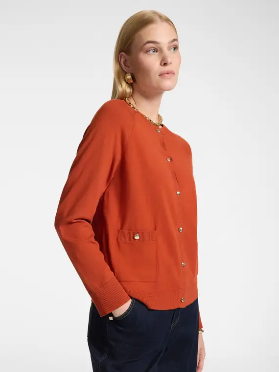 Elena Mirò Cardigan in viscosa con tasche Donna, Arancione (58 IT)