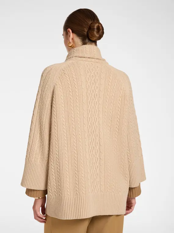 Elena Mirò Cardigan lana trecce collo alto Donna, Beige