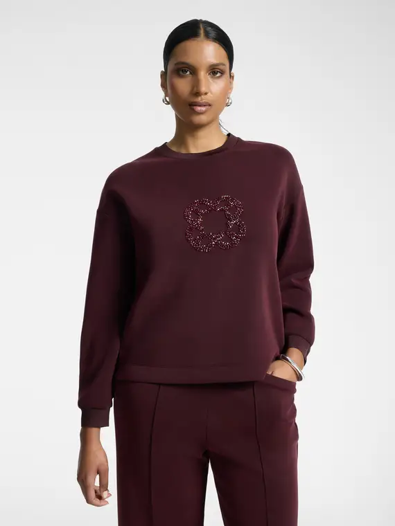 Felpa con ricamo Monogram Donna, Bordeaux (58 IT)