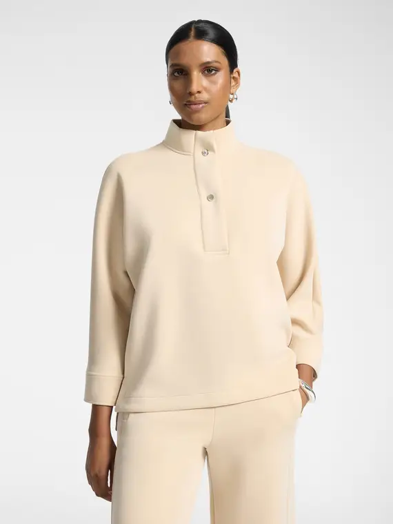 Felpa misto modal con collo alto Donna, Beige (58 IT)