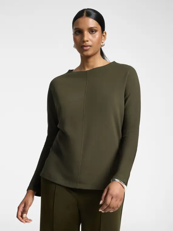 Felpa misto modal Donna, Verde militare (58 IT)