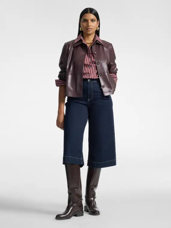 Elena Mirò Jeans cropped wide leg "Gea" in denim Donna, Blu