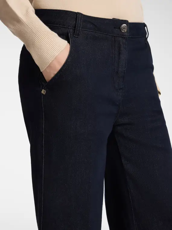 Elena Mirò Jeans cropped wide leg in denim Donna, Blu