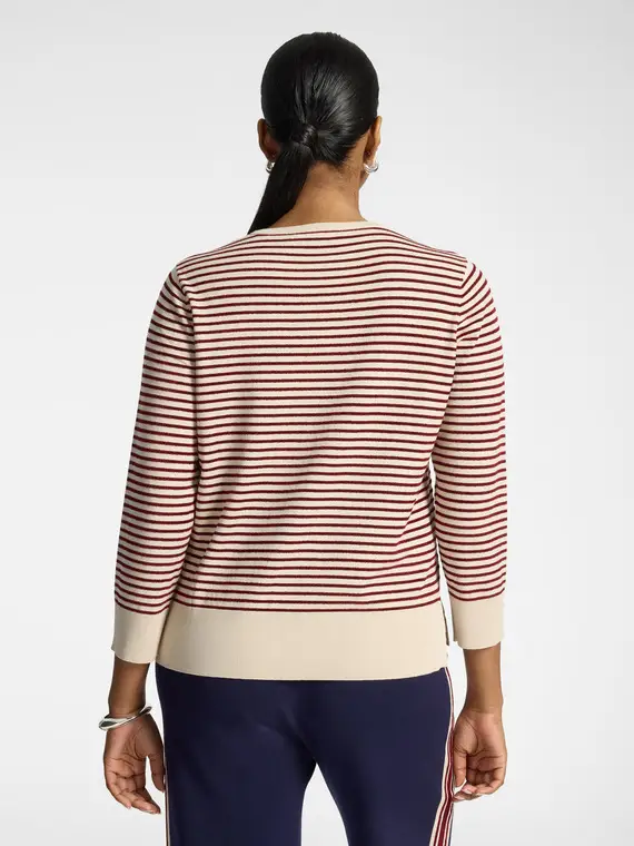 Maglia a righe misto viscosa Donna, Bordeaux (58 IT)