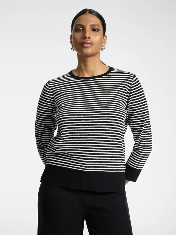 Maglia a righe misto viscosa Donna, Nero (58 IT)