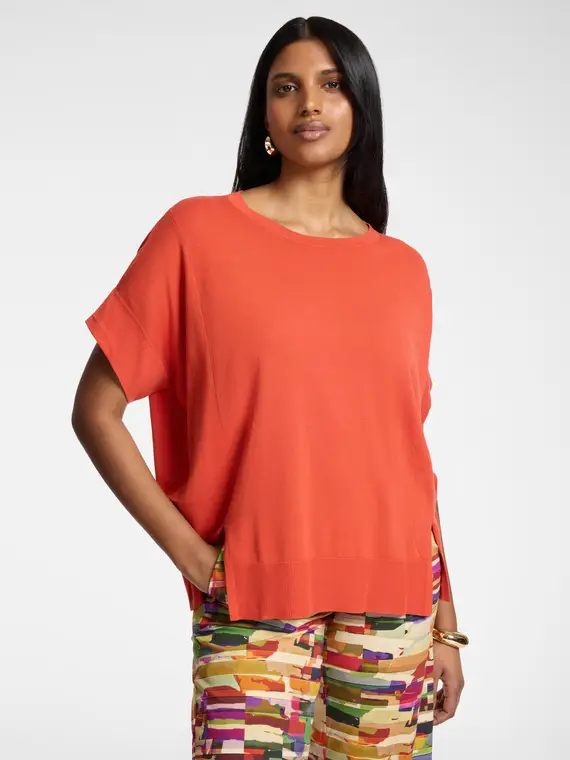 Elena Mirò Maglia boxy girocollo Donna, Arancione