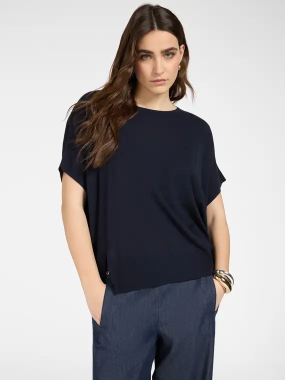 Elena Mirò Maglia boxy girocollo Donna, Blu