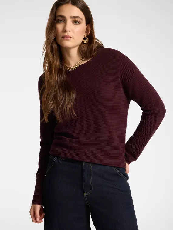 Elena Mirò Maglia con collo staccabile Donna, Bordeaux (52-54 IT)